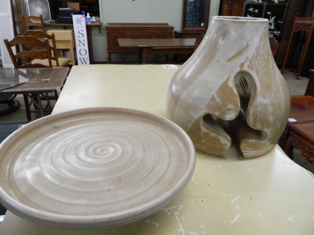 Studio Art Pottery - Large Candle Stand / Plant Stand - Signed Rob Gentry - 10" x 10" - 5
