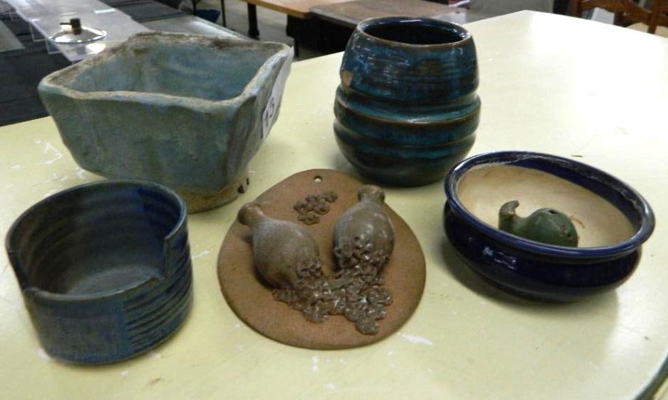 Box Lot with Misc. Studio Art Pottery - 1.75" to 6" Tall: See Photos For Condition and Details