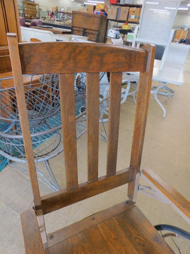 Vintage Wood and Metal Wheel Chair with Spoked Wheels - 48" x 27" x 37" - 2