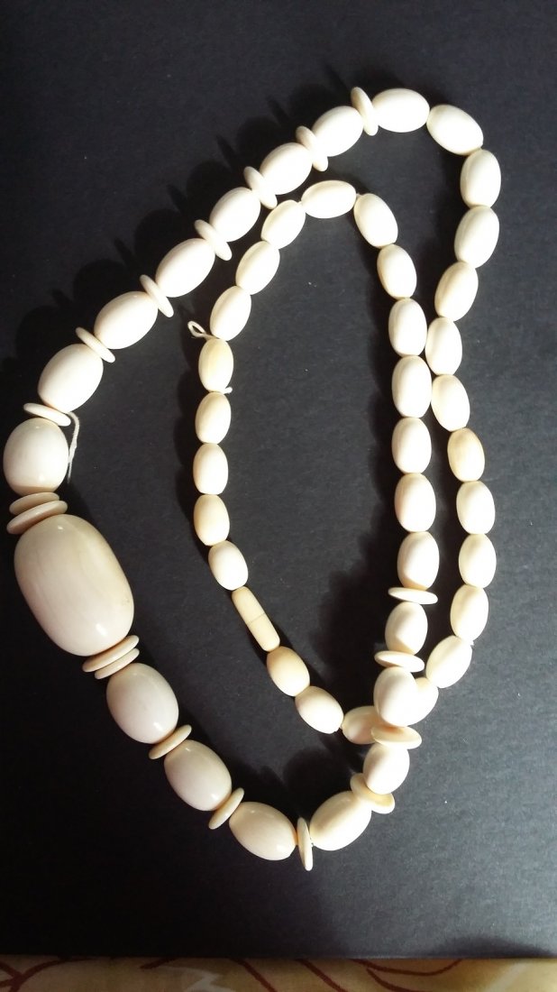 Antique 30" Beaded Ivory Necklace (1 of 5)
