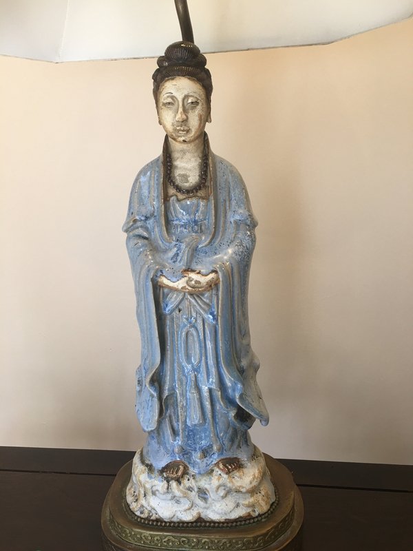 antique Chinese figure of ceramic Guangying figure lamp (1 of 6)