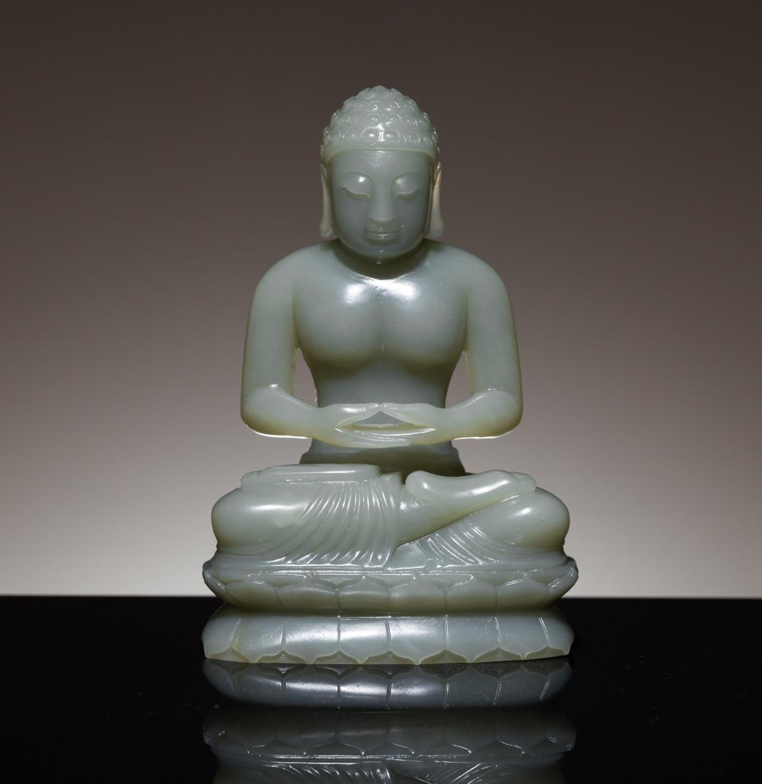 Late 19th Antique Celadon Jade Buddha (1 of 10)