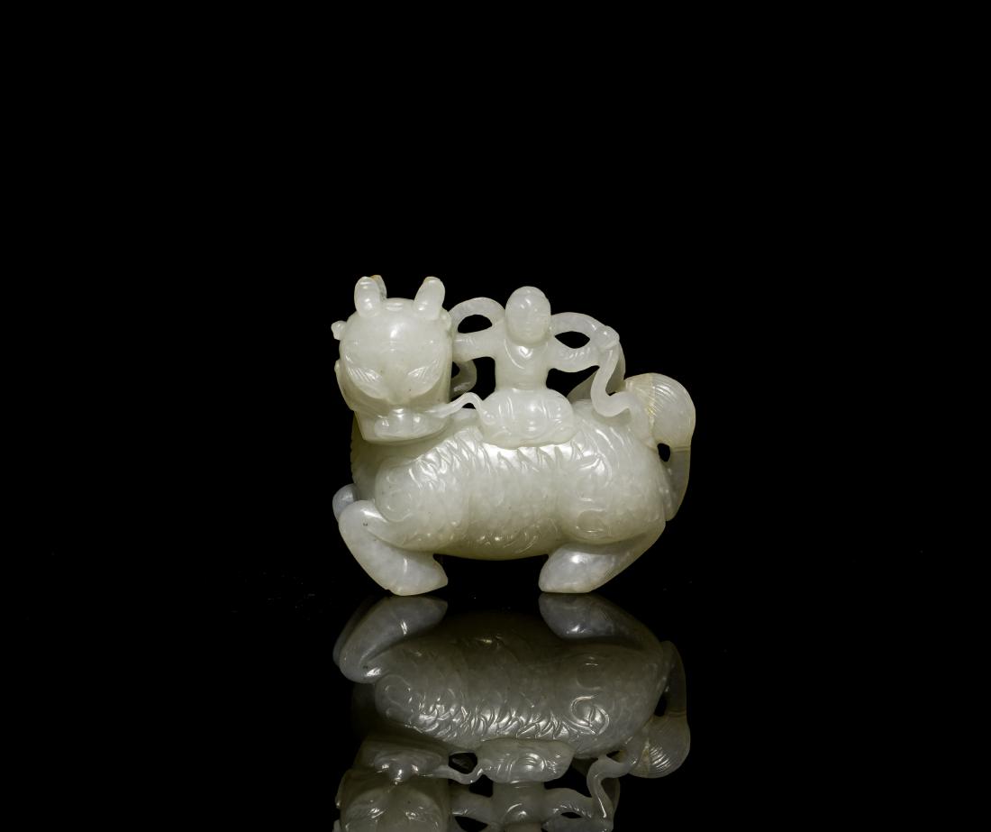19th Antique White Jade Qilin and Boy (1 of 10)
