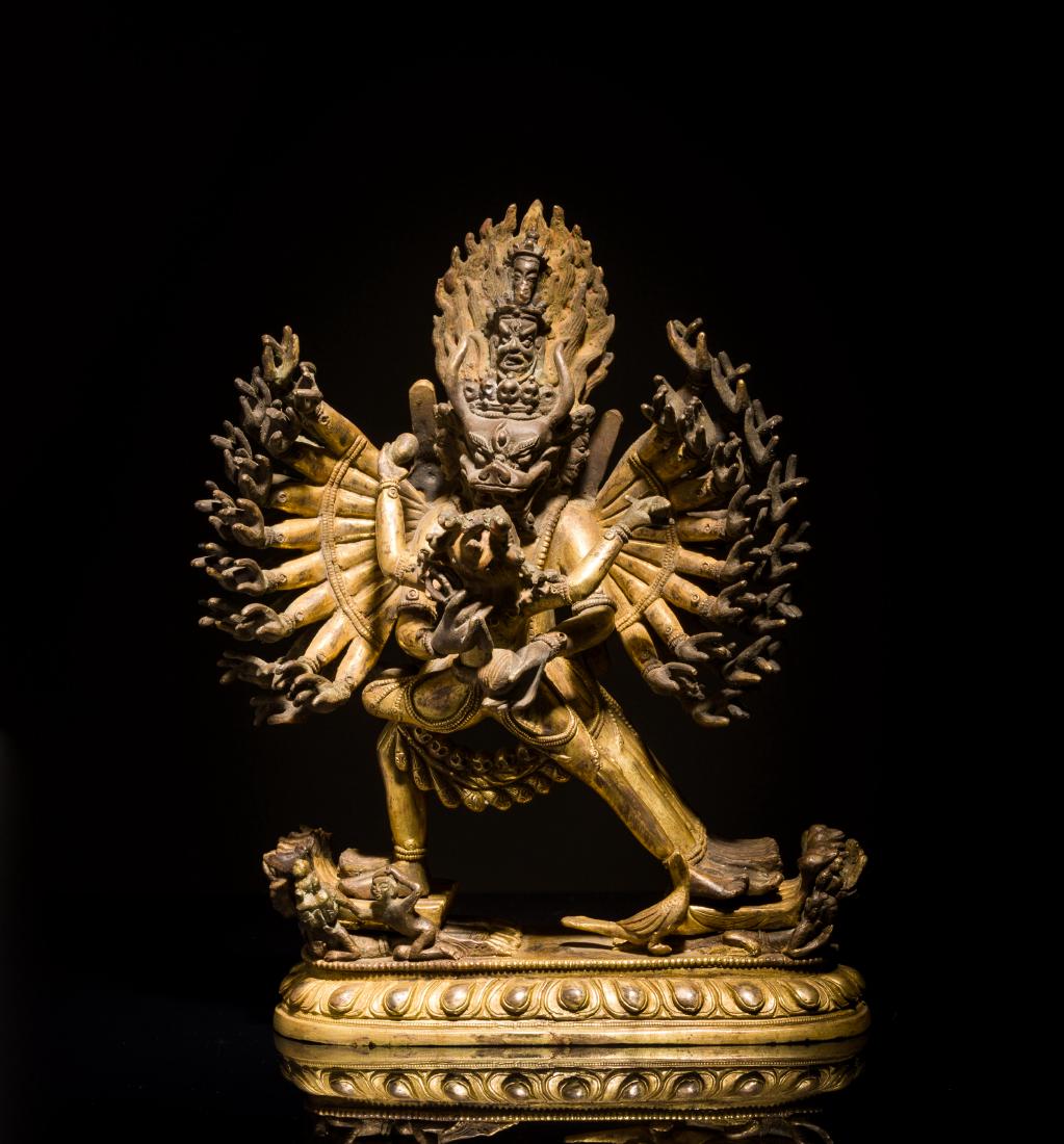 18th Antique Gilt Copper Figure of Chakrasamvara (1 of 10)