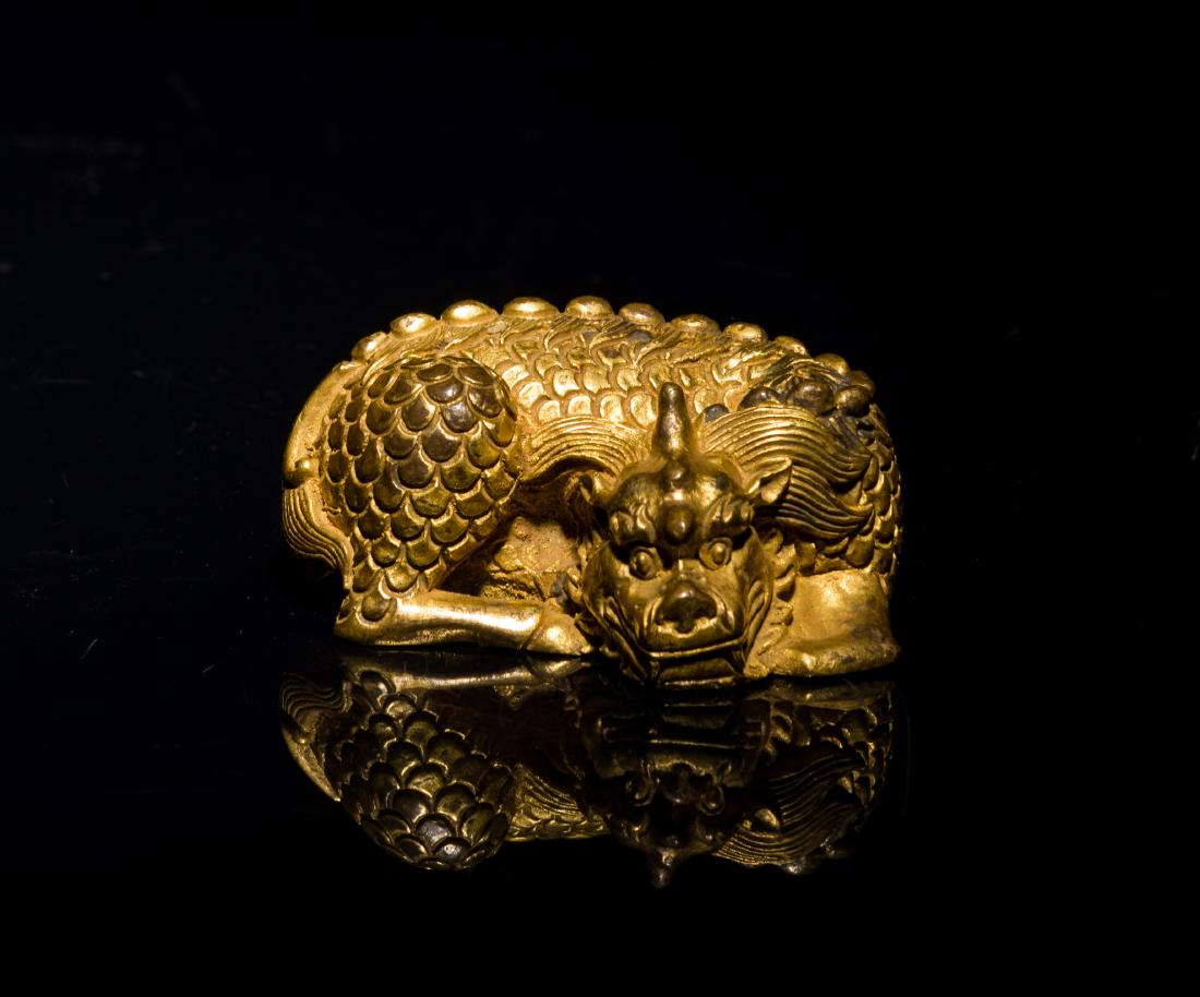 19th Antique Gilt-Bronze Qilin Paper Weight (1 of 10)