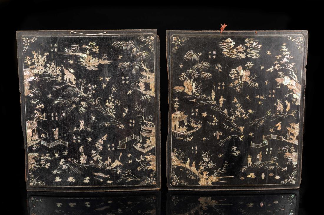 Pair 19th Chinese Antique Square Wood Panels (1 of 9)