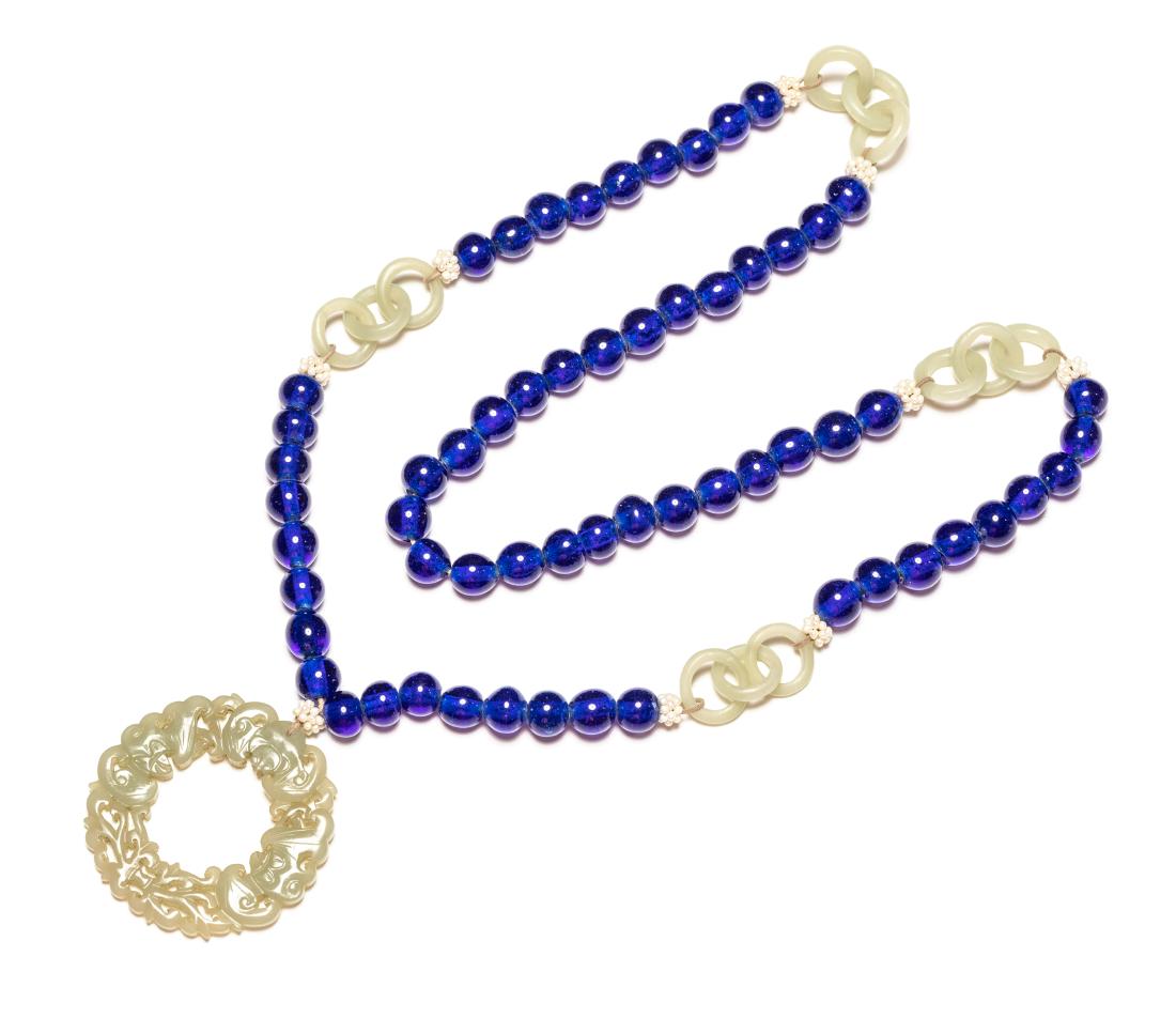 Chinese Antique Jade Glass Necklace (1 of 9)