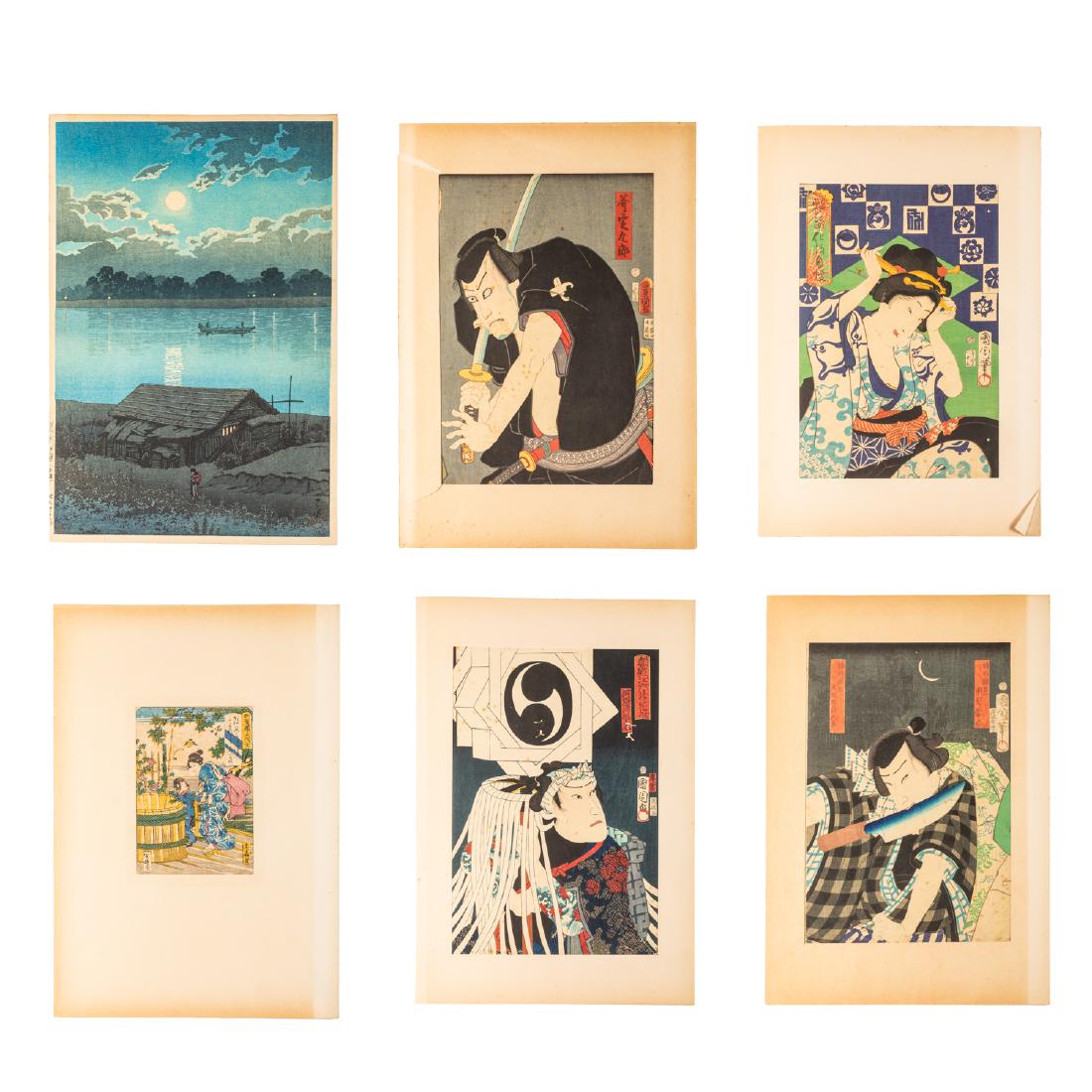 Group Antique Japanese Ukiyo-e Figures, Woodblock (1 of 10)