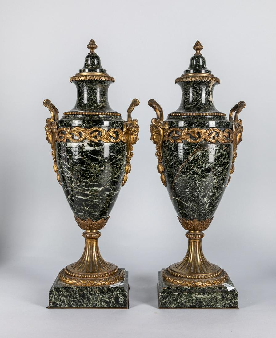 Pair Tall French Louis XVI Style Gilt Bronze Marble (1 of 6)
