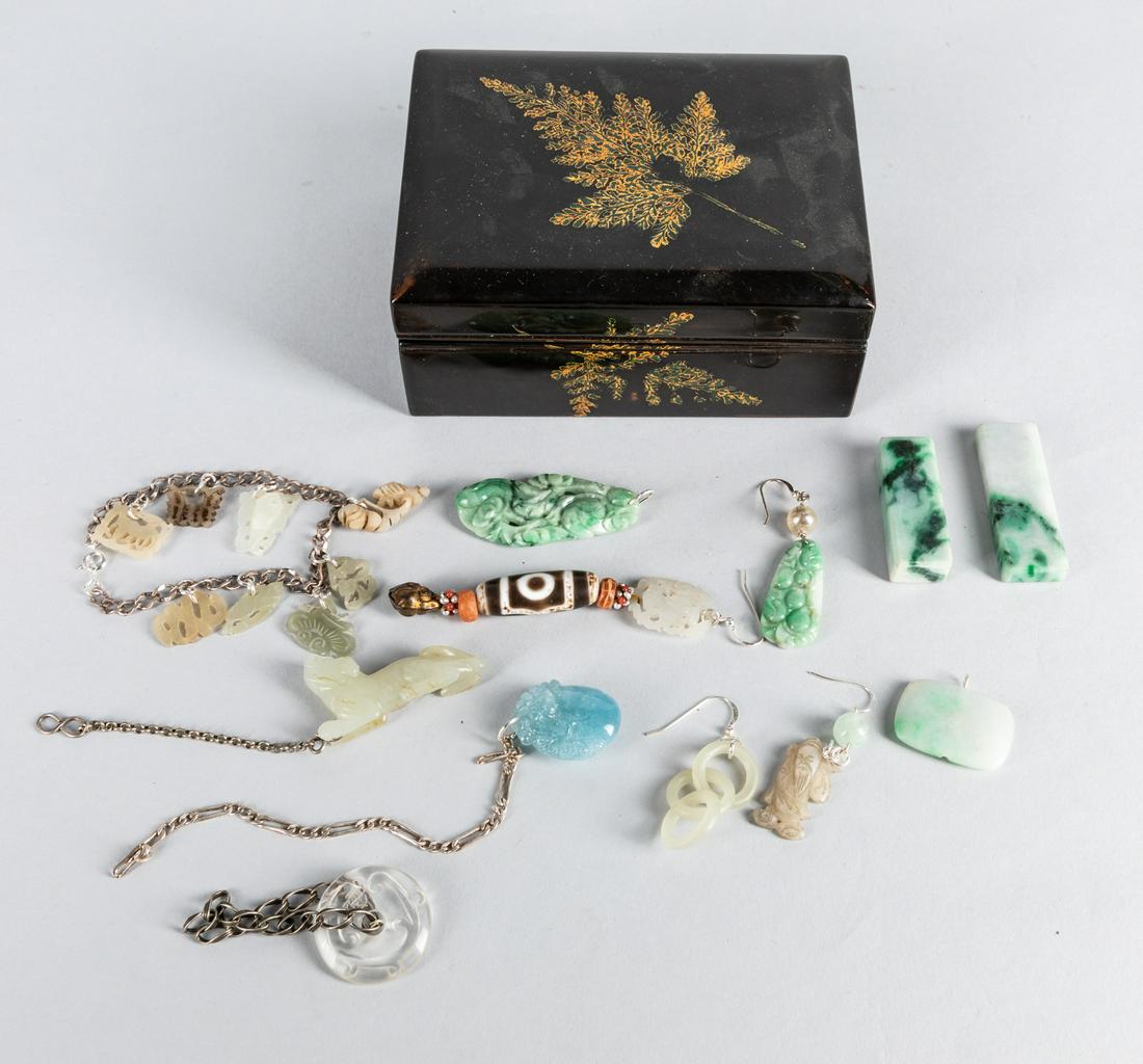 Box of Chinese Antique Jade Earrings (1 of 7)