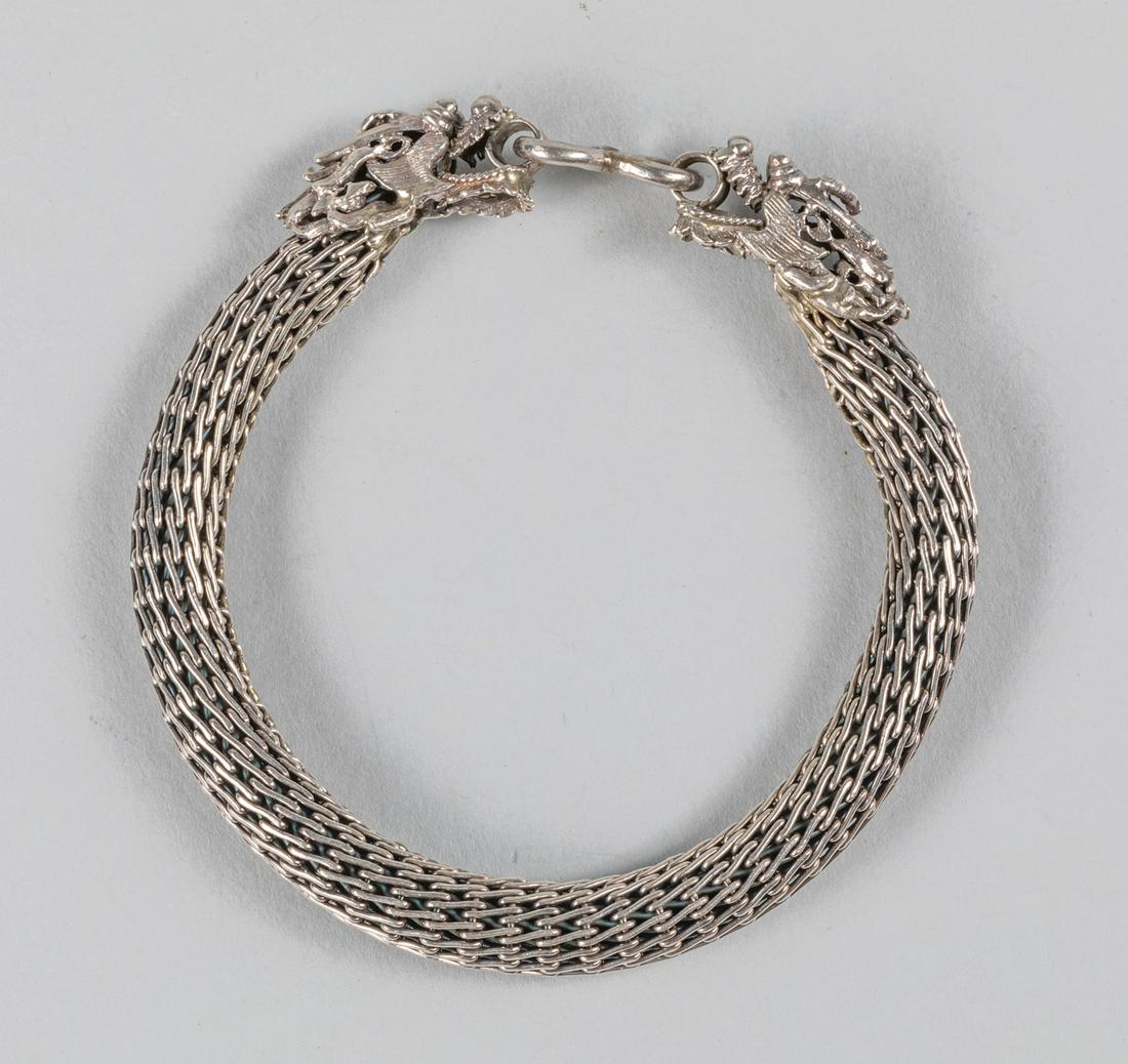 Chinese Vintage Sterling Silver Dragon Bracelet (1 of 7)