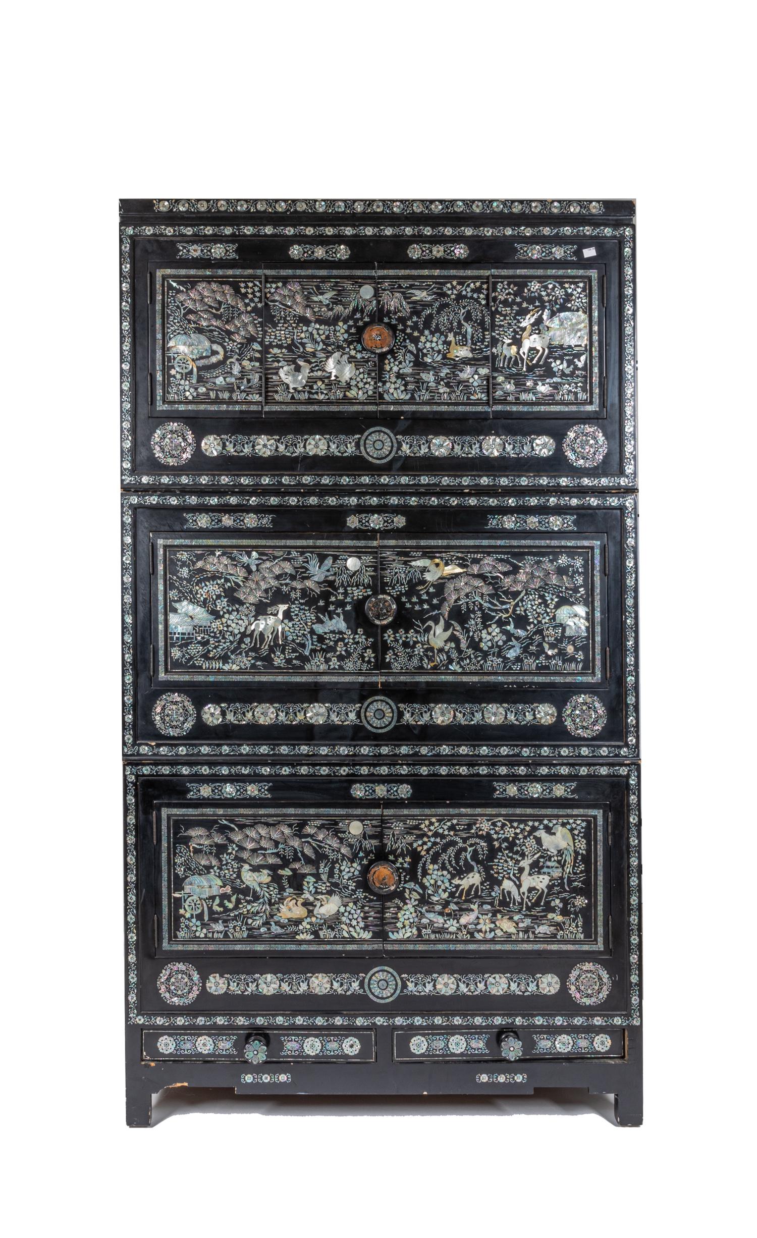 Vintage Korean Lacquer Inlaid Mother-Of-Pearl Cabinet (1 of 9)