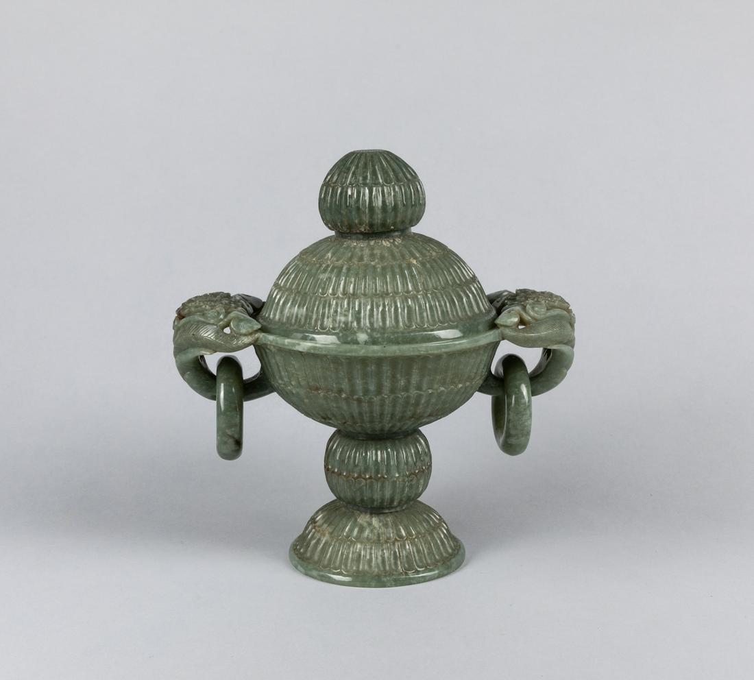 Chinese Carved Celadon Jade Incense Burner (1 of 5)