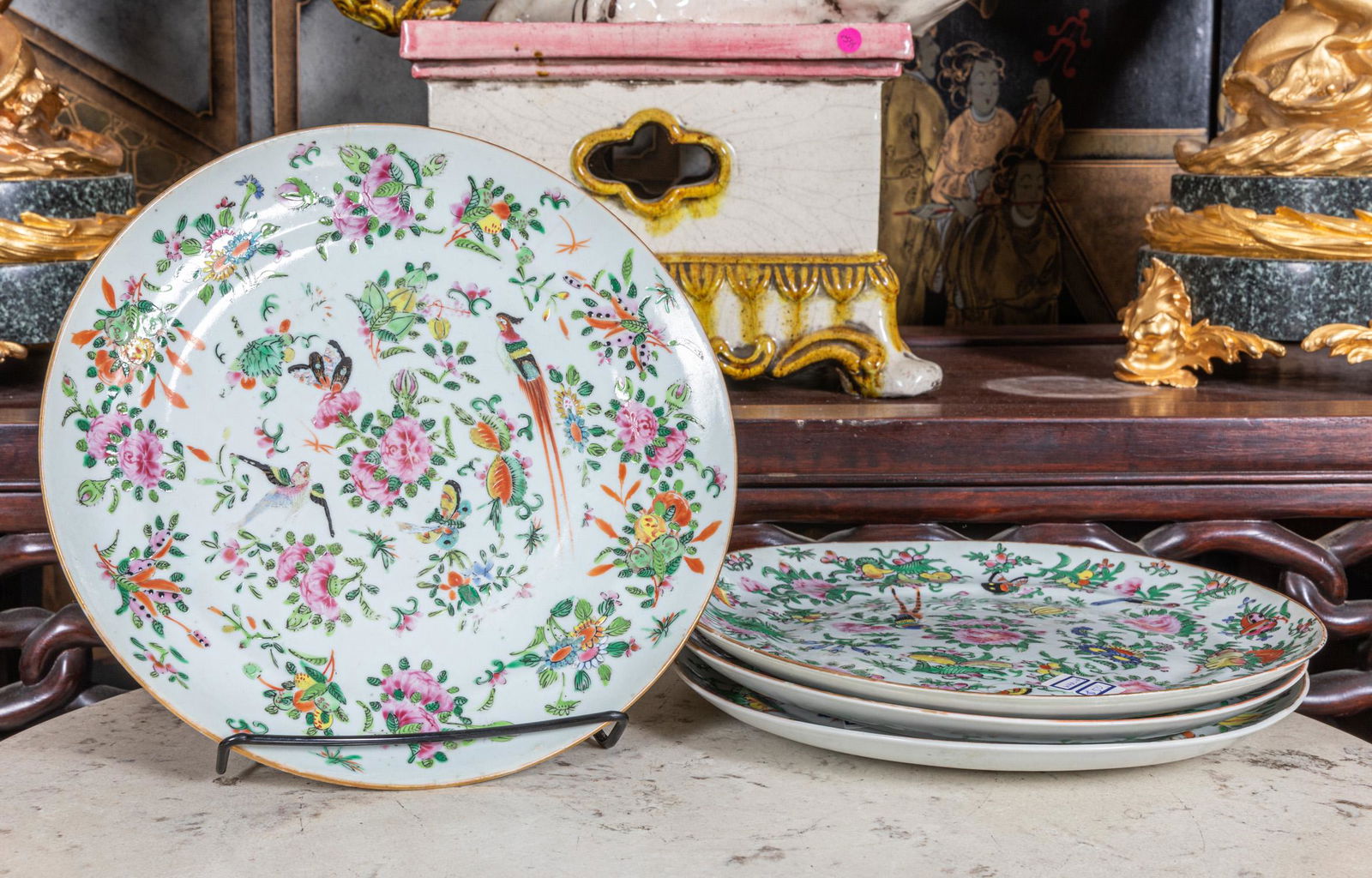 Set of four Chinese Antique rose famille Porcelain dish (1 of 7)