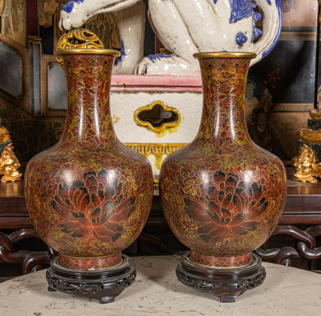 Pair of Chinese vintage cloisonnÃ© vase (1 of 5)