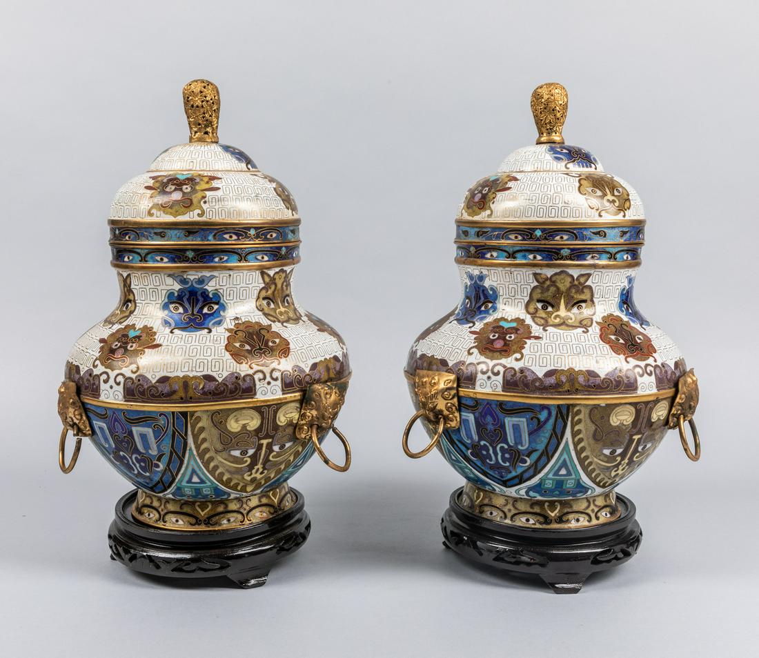 Pair Of Chinese Export Cloisonne Jars (1 of 6)