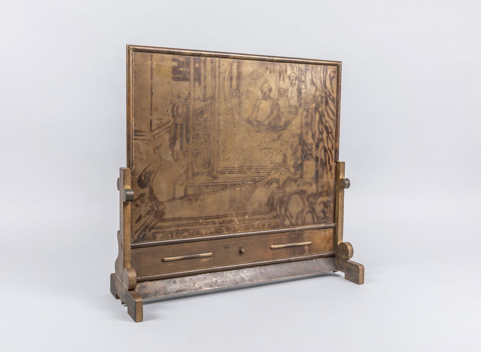 Chinese Antique Carved Bronze Table Screen (1 of 7)