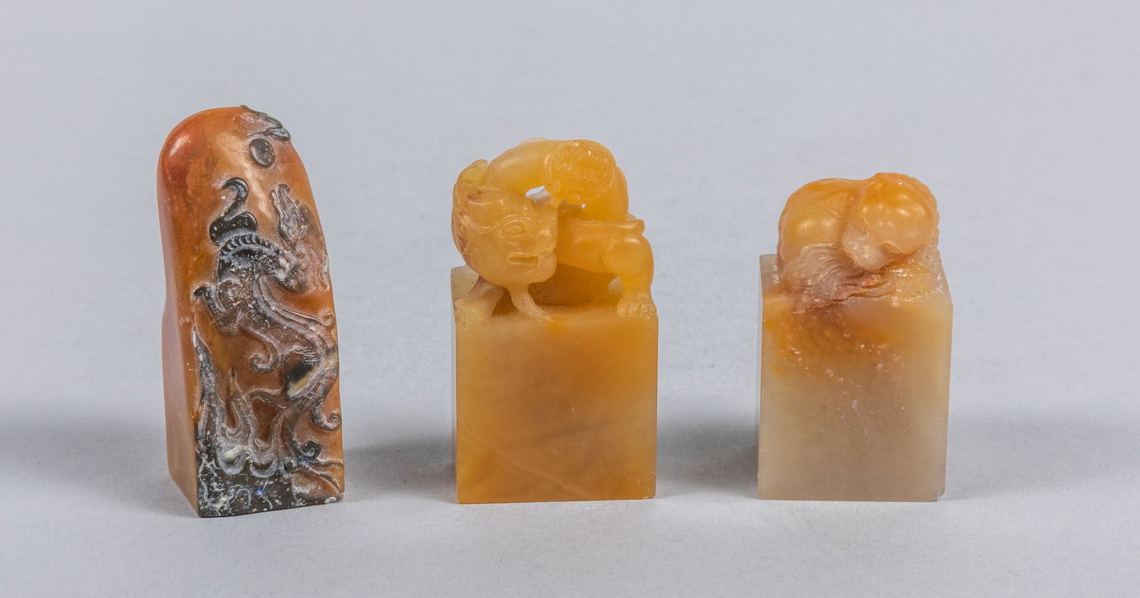 Set Of Chinese Carved Shoushan Stone Seals (1 of 5)