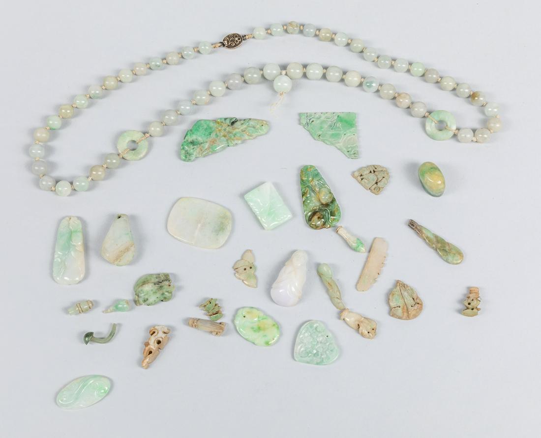 Set Of Chinese Antique Jade Jadeite Pendant Beads (1 of 7)