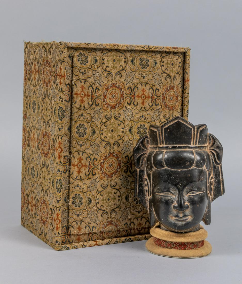 Chinese Carved Stone Buddha Head With Box (1 of 6)