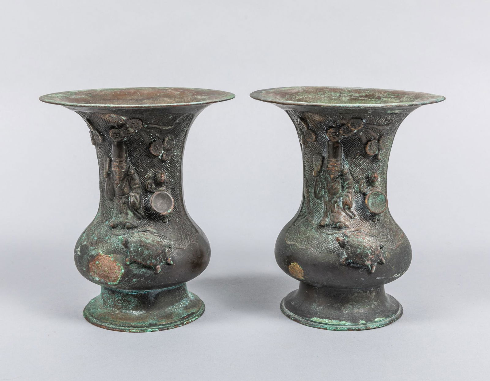 Pair Of Japanese Meiji Antique Bronze Vases (1 of 5)