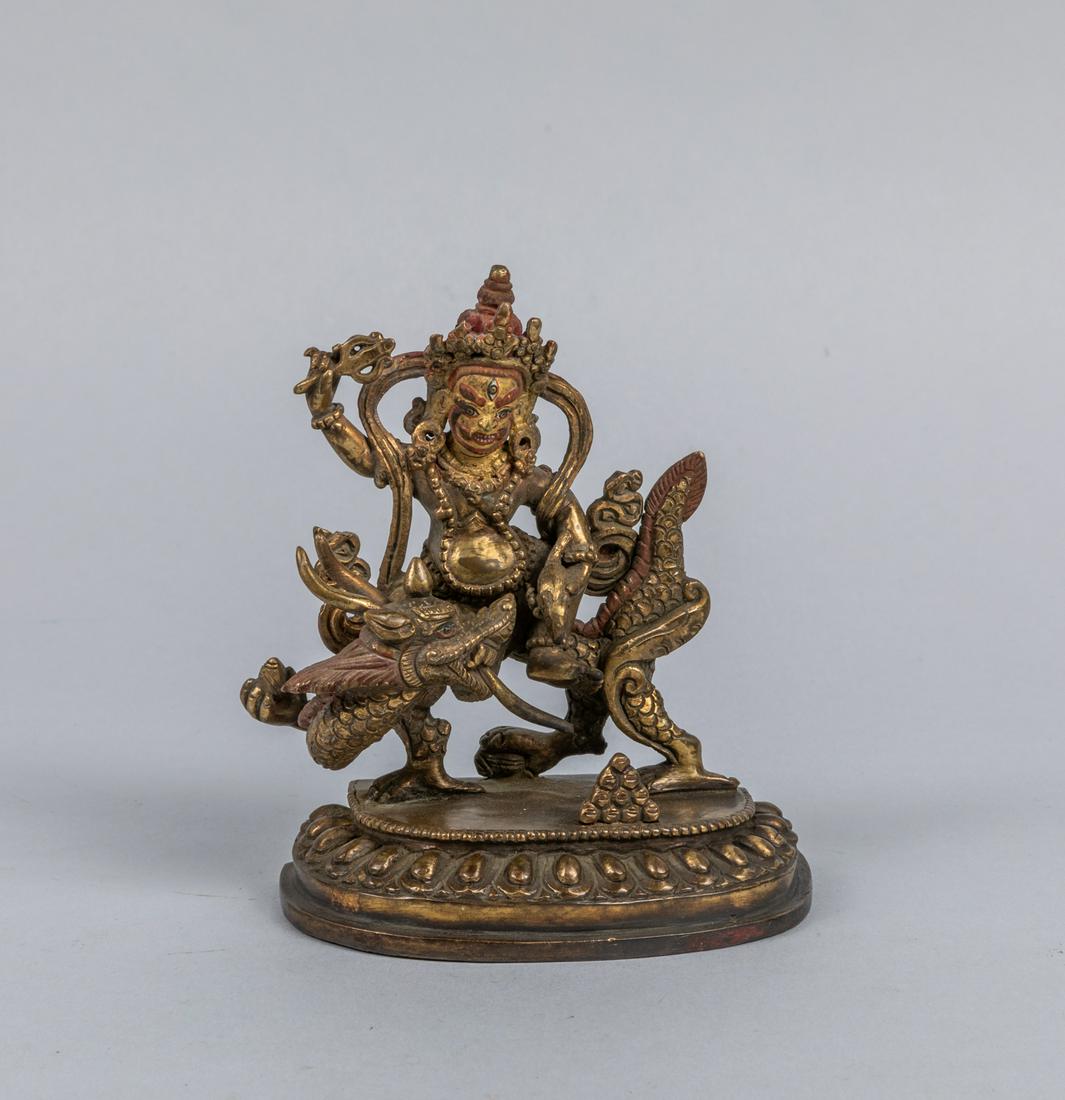 19th Tibetan Antique Gilt Bronze Buddha: 19th tibetan antique gilt bronze buddha, the base sealed. The estate of Cota Maeda, Tokyo, 1989. 4.1*4.7 inch