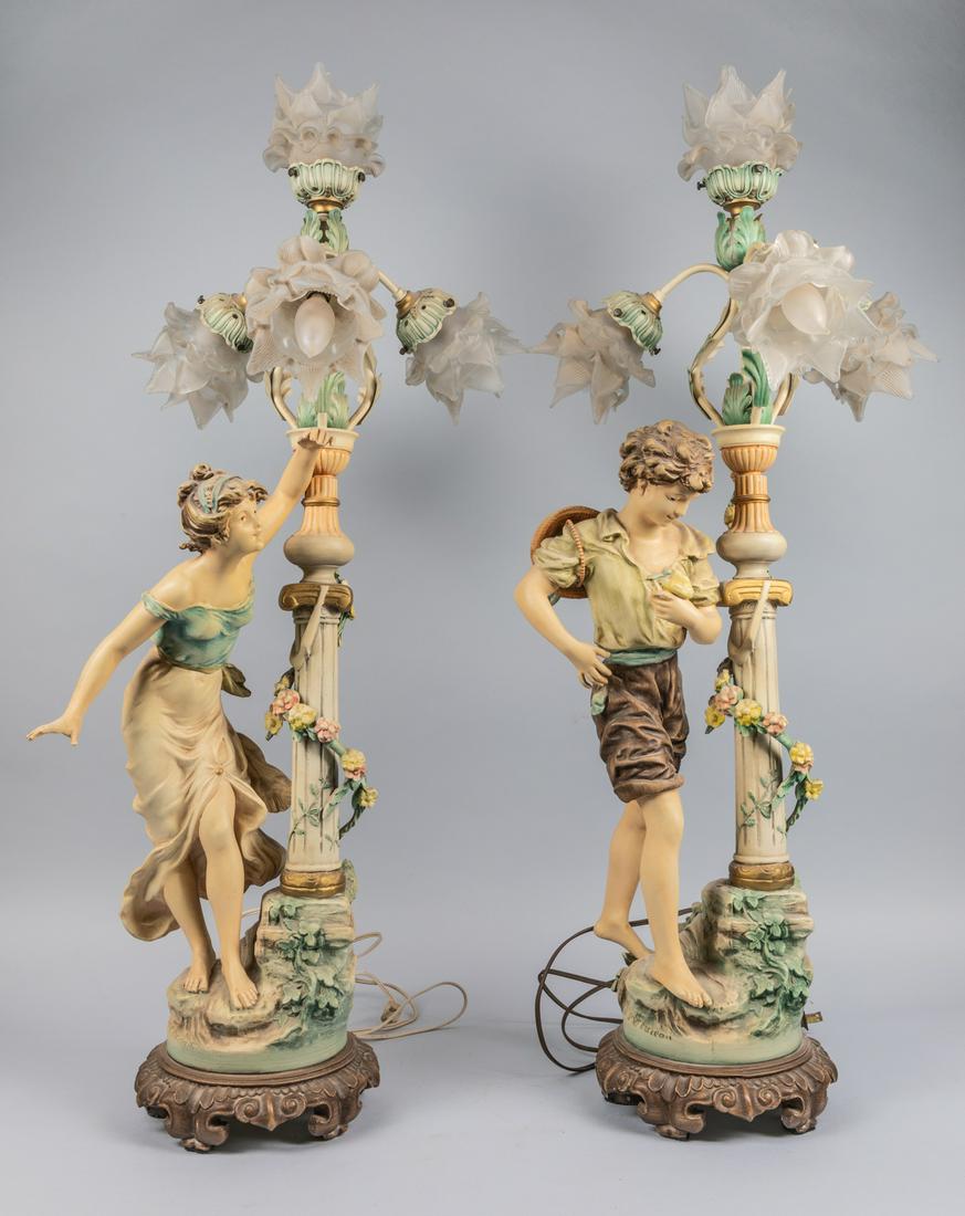 Spelter Painted Style Figure Table Boudoir Lamp (1 of 10)