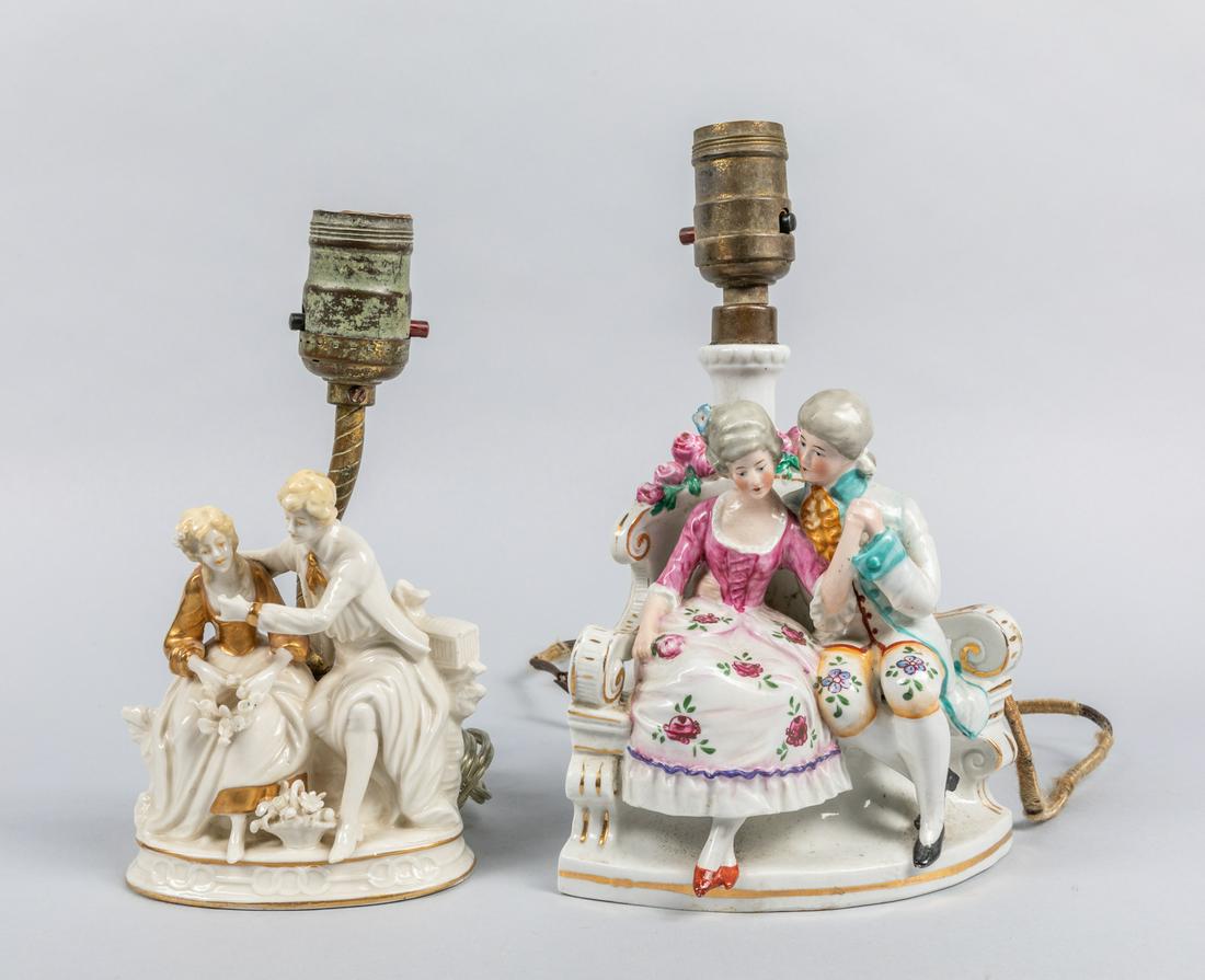 Germany Antique Cream Glazed Porcelain Lamps: Set of 2 pieces Germany cream glazed porcelain lamps. 9.5*6.1 inch (largest)