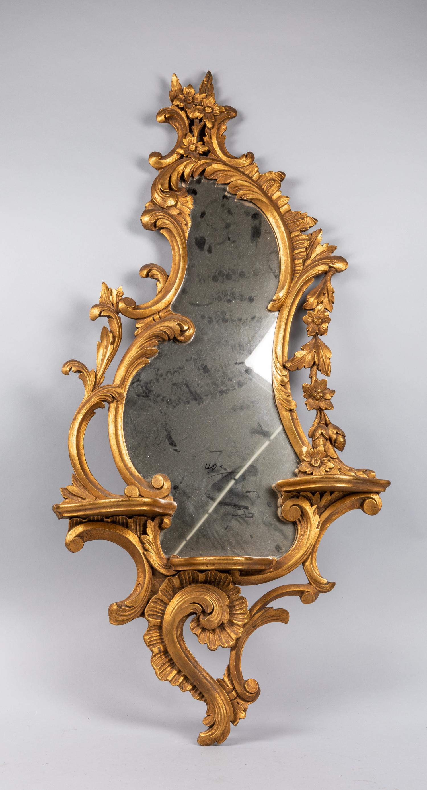 Antique Italian Carved Gilt Wood Rococo Wall Mirror (1 of 5)