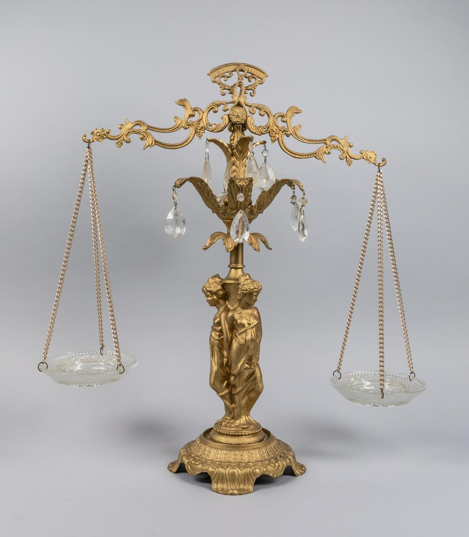 French Gilt Glass Table Scale Victorian With Crystal (1 of 6)