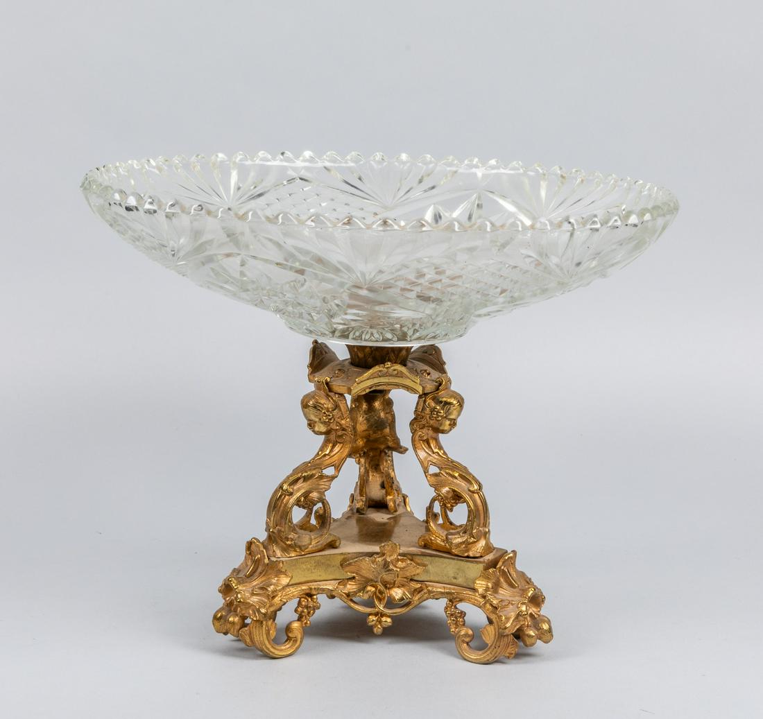 French Baccarat Style Gilt Bronze & Crystal Centerpiece (1 of 7)