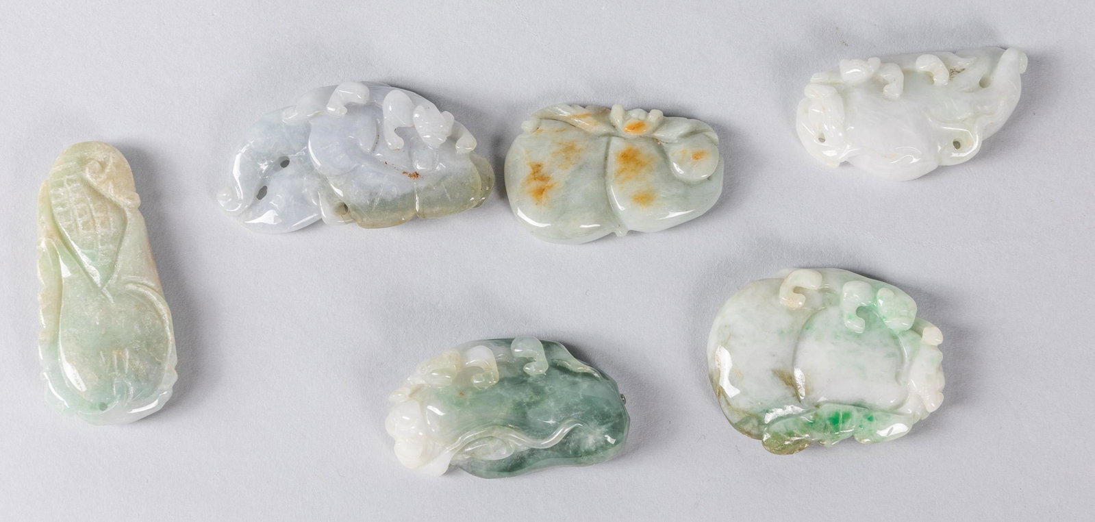Set of Chinese Export Jade Jadeite Toggles: Set of Six, Size: 2.25 inch L (largest)