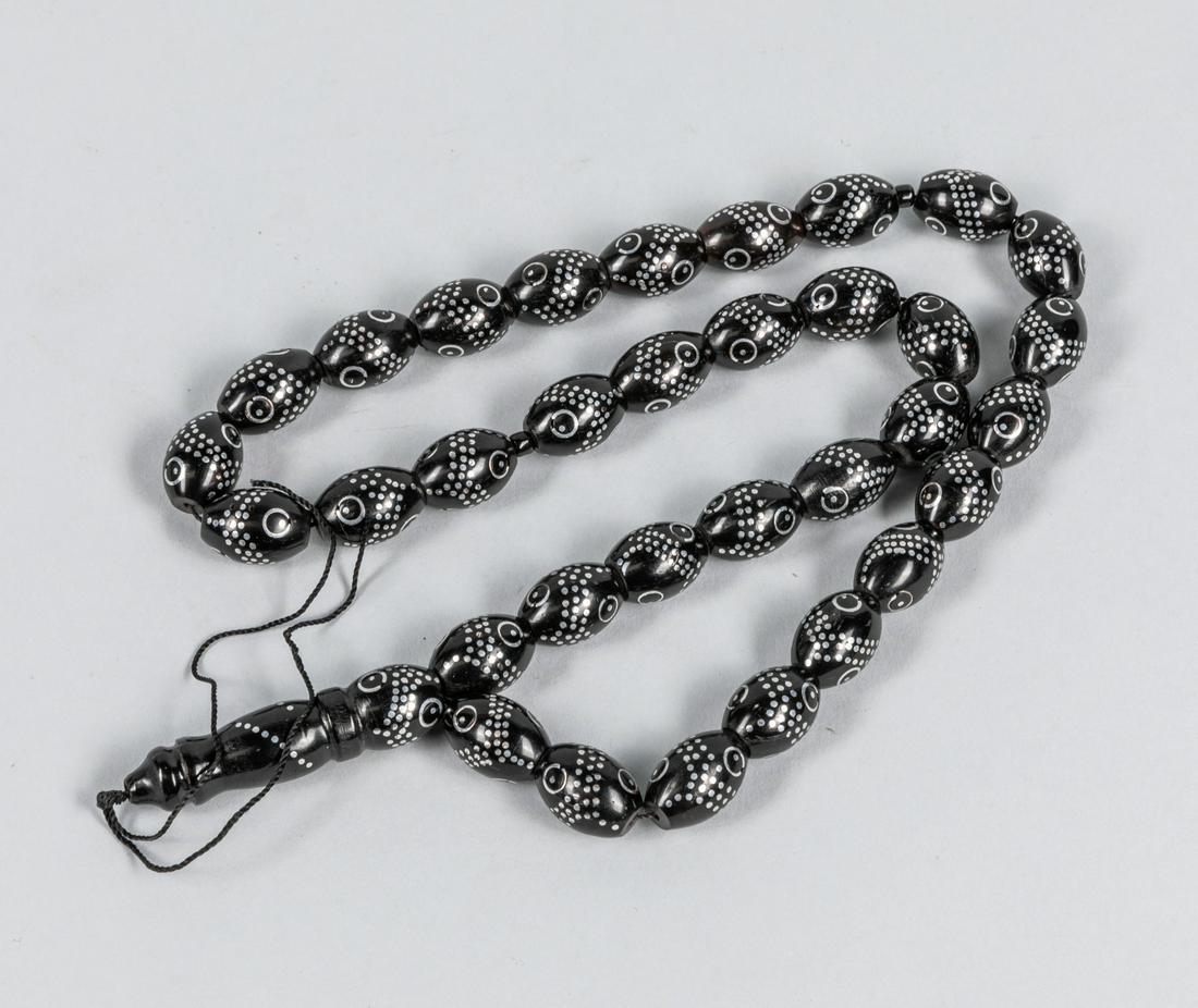 Black Coral & Silver Yusur Makkawi Islamic Prayer Beads: Yusr Yusur Makkawi Islamic prayer beads with silver, Size: 12 inch L