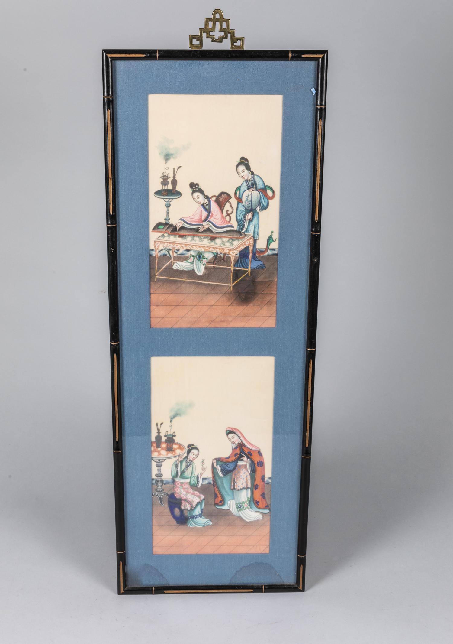 19th Chinese Antique Water Color Painting: Nice Chinese antique water color painting on pith rice paper. Size: 10.25-28.75 inch.