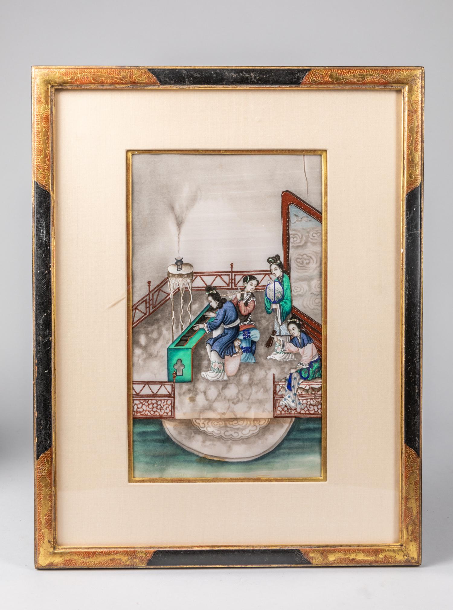 Chinese Antique Water Color Painting: Nice Chinese antique water color painting on pith rice paper. Minor Chips. 13.75-17.5 inch.