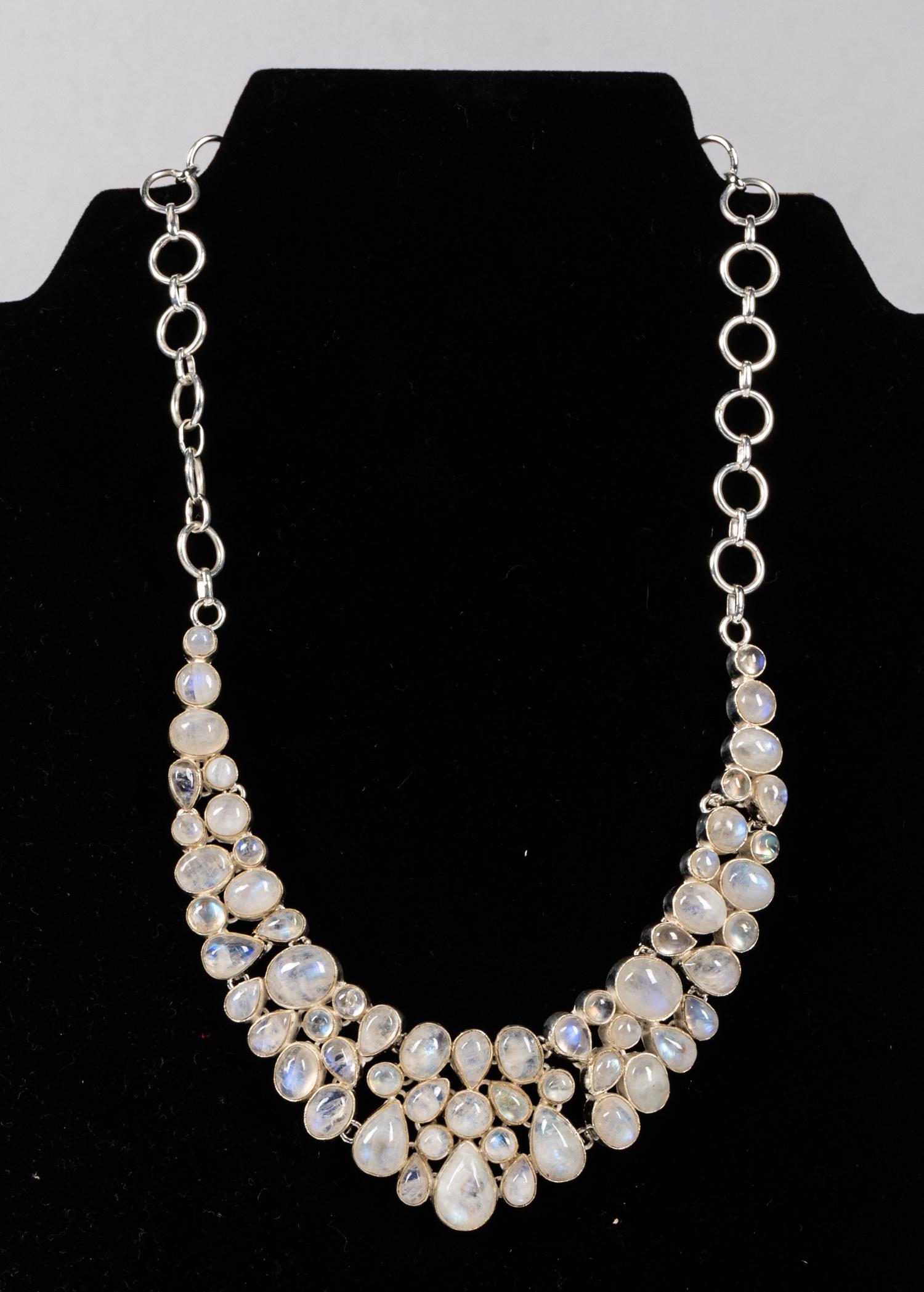 Collectible Multi-Color Opal & Silver Necklace: Collectible Opal & silver necklace. 2.78 oz. The estate of the M. C. Ted.