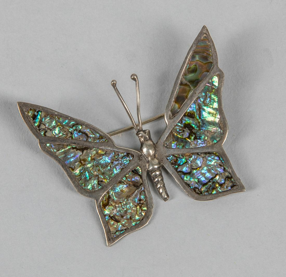 Vintage Sterling Silver Abalone Butterfly: Vintage sterling abalone butterfly, 925 stamped, signed JBF. 2.1*1.73 inch