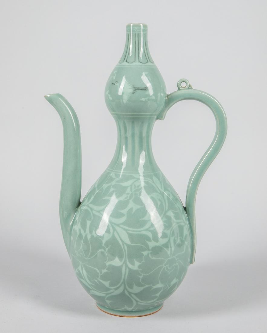 Tall Korean Porcelain Pot: 13.5 inch H; 8.5 inch W.