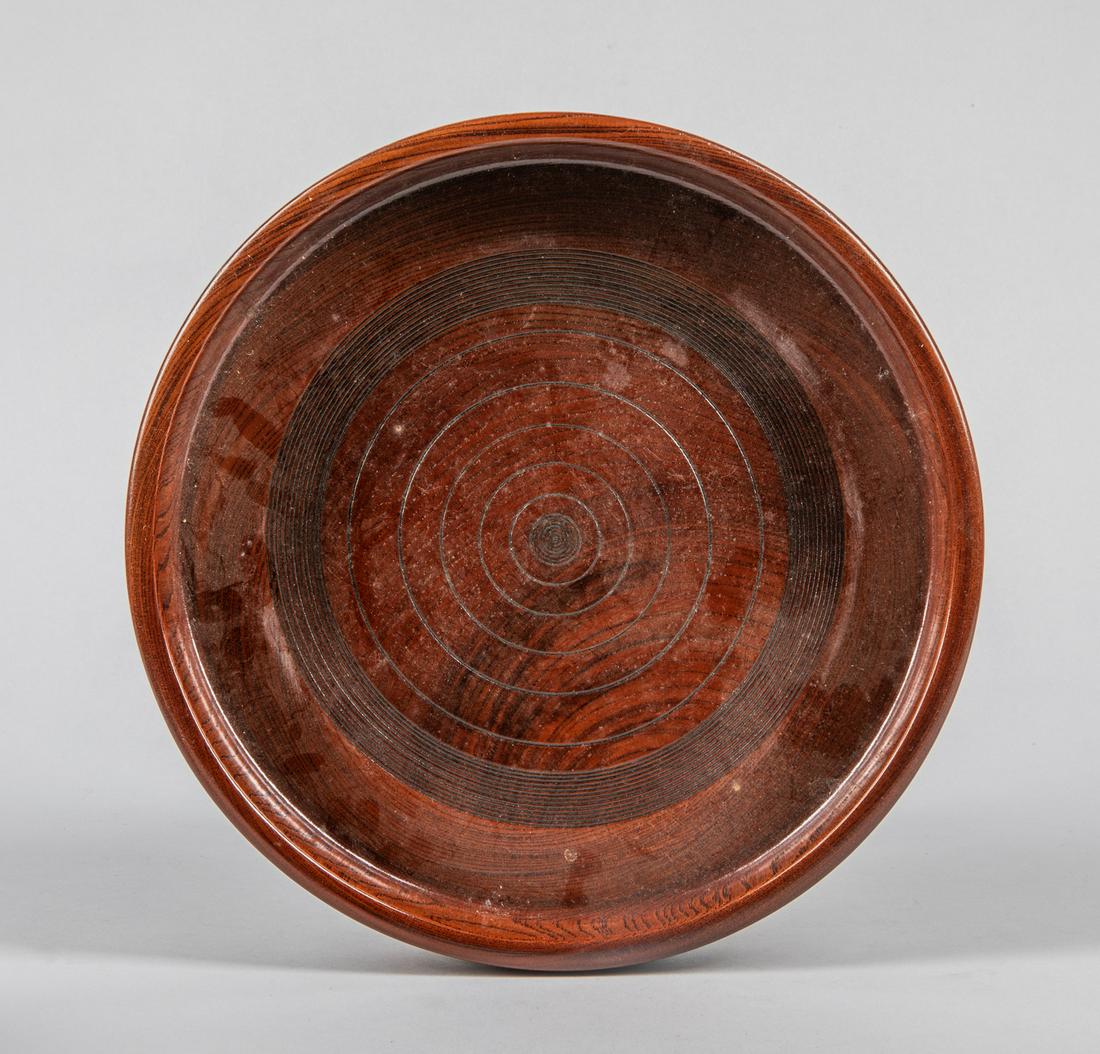 Japanese Showa Wood Tray: 10.5 inch D; 1.75 inch H.
