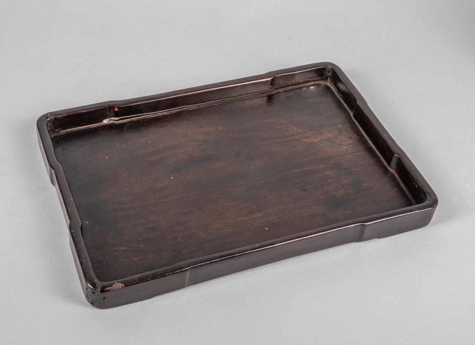 Japanese Meiji Antique Wood Tray: Minor chips around the rim. 14 inch L; 9.5 inch W.