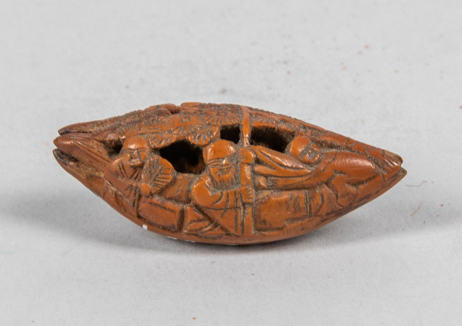 Chinese Antique Carved Nut Beads: 1.6 inch L.