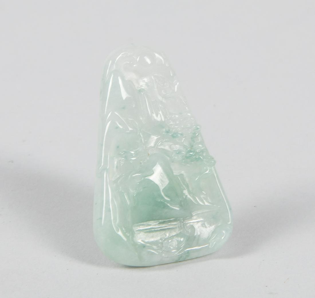 Chinese Export Jade Jadeite Carving: Landscapes. 1.75-1.2 inch.