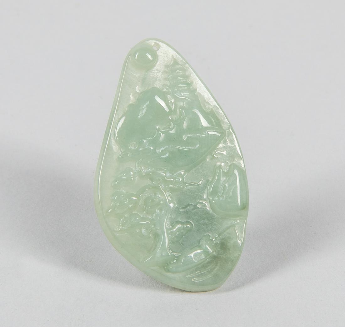 Chinese Export Jade Jadeite Carving: Landscapes. 1.8-1.1 inch.
