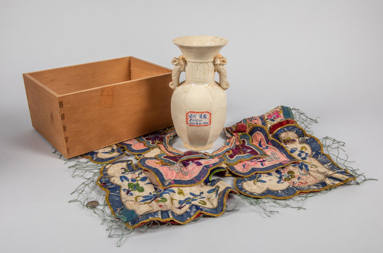 Chinese Ding Type Porcelain Cabinet Vase: Chinese Ding type porcelain vase with original box, the box chips and cover broken. 6.75 inch H; 3.75 inch W. The vase minor chips. The estate of the Miura Robert. 1989.