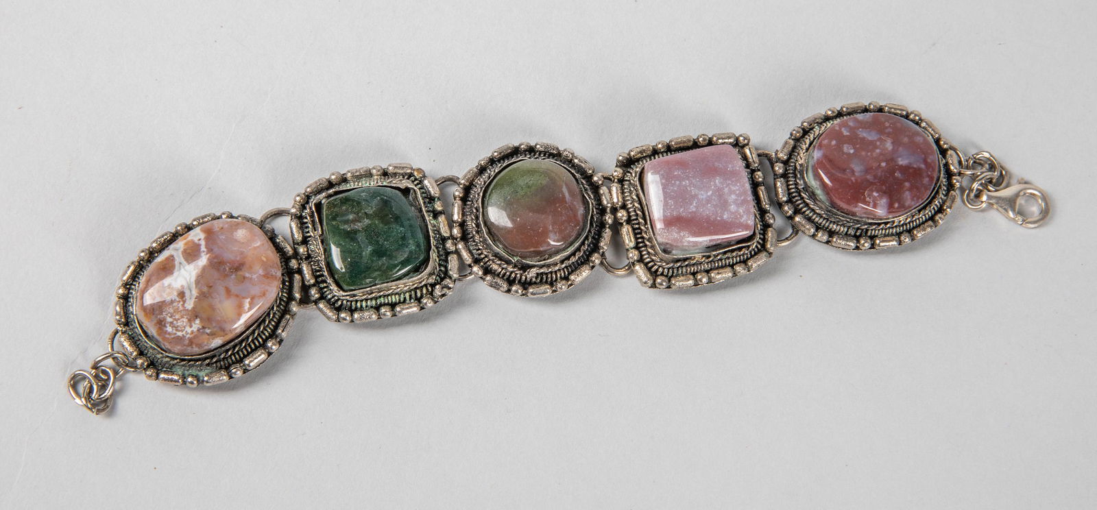 Vintage Navajo Silver & Agate Bracelet (1 of 4)