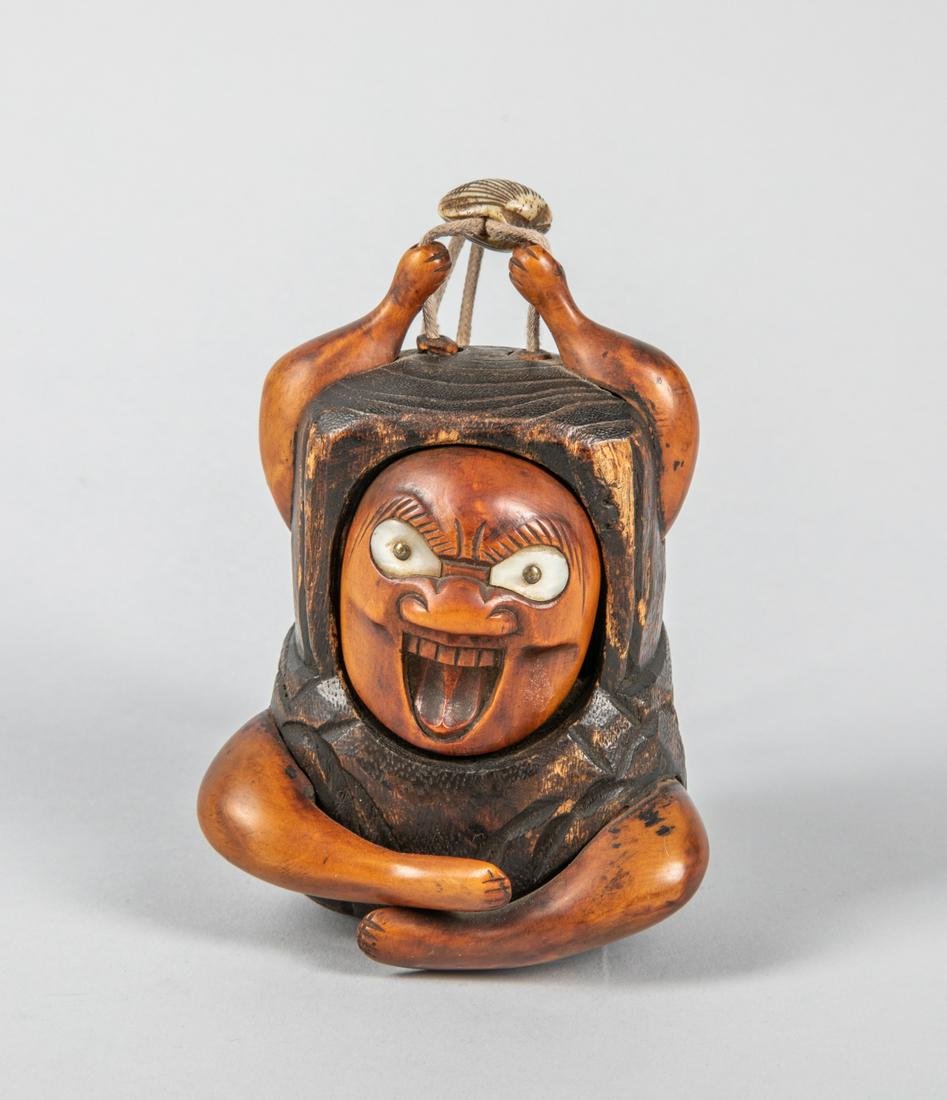 Japanese Antique Meiji period Wood Carved Inro (1 of 7)