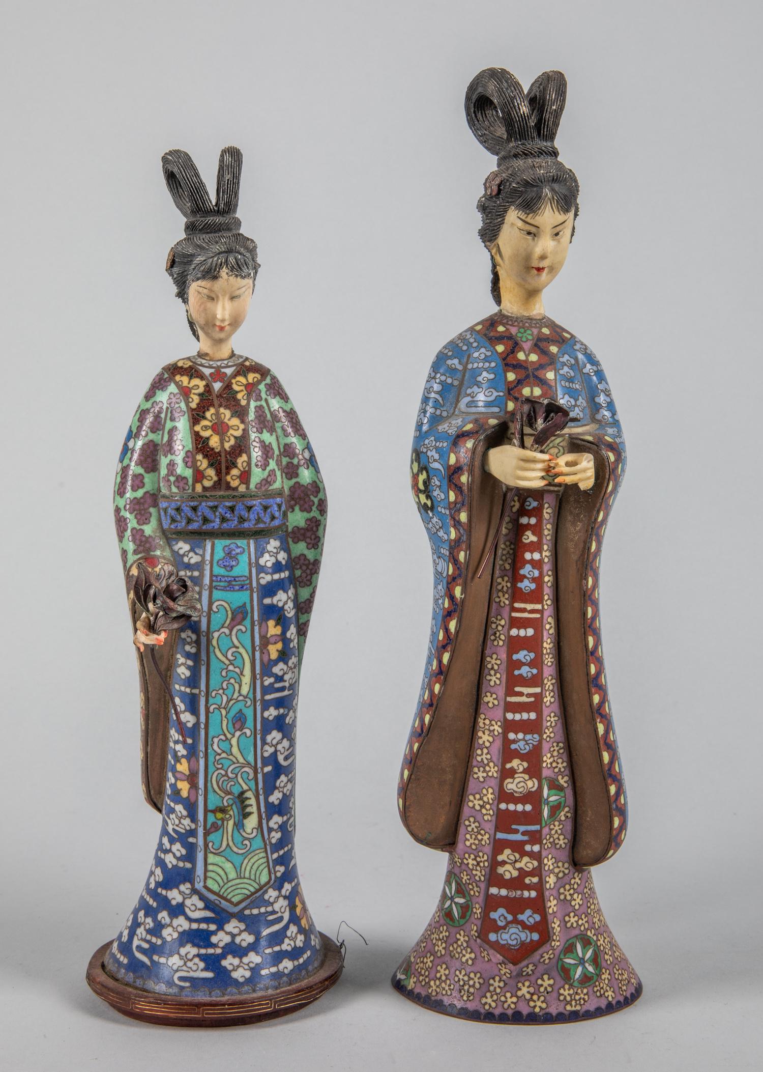 Pairs Chinese Export Cloisonne Figures (1 of 9)