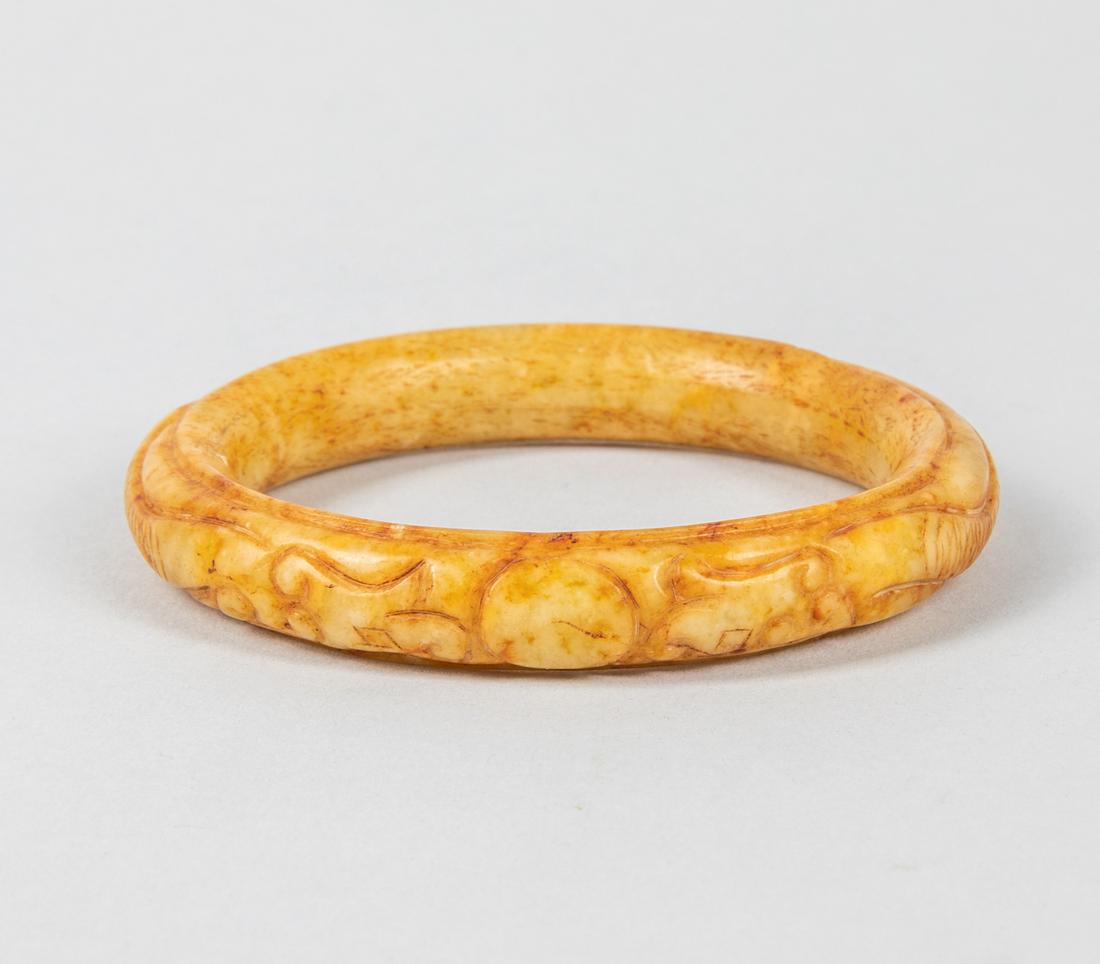 Chinese Carved Jade Stone Bangle Bracelet (1 of 5)