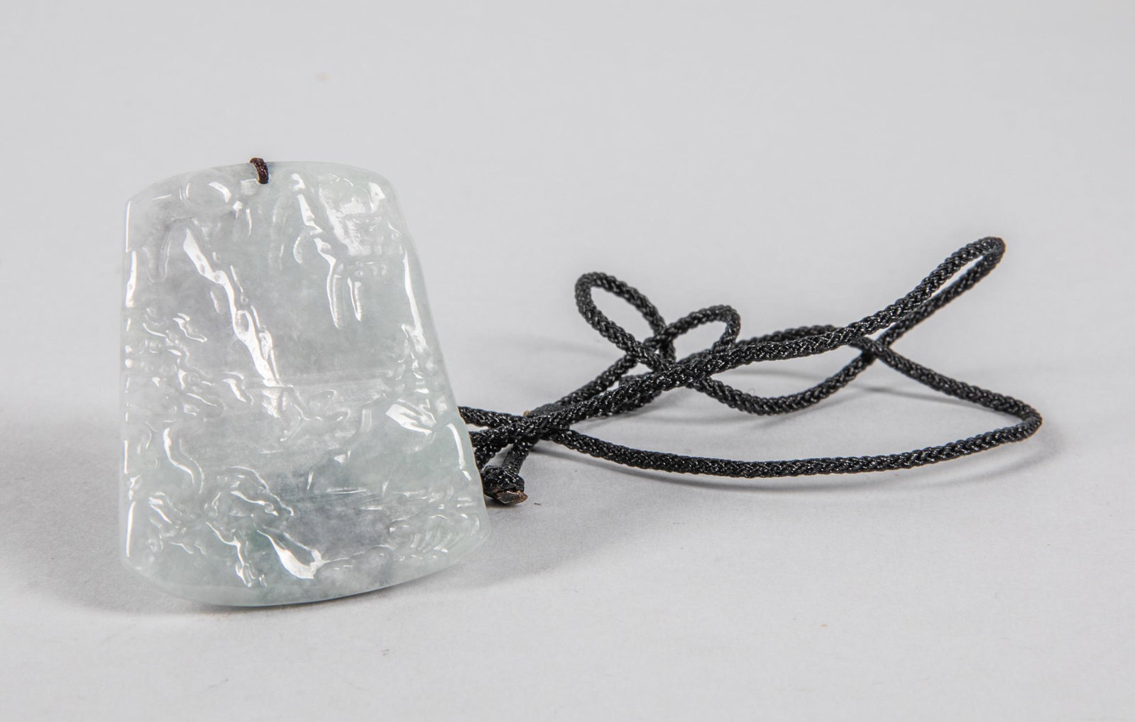 Chinese Translucent Jadeite Carving: Chinese translucent jade carving, decorated with landscapes. 1.6-2 inch.