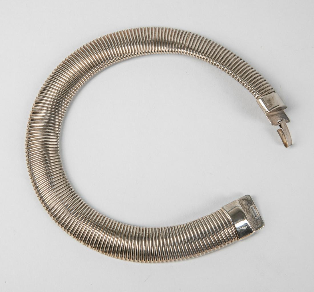 Accordion Style Snake Link Silver: 800 silver accordion style snake link necklace. 18 inch L; 153 gr.